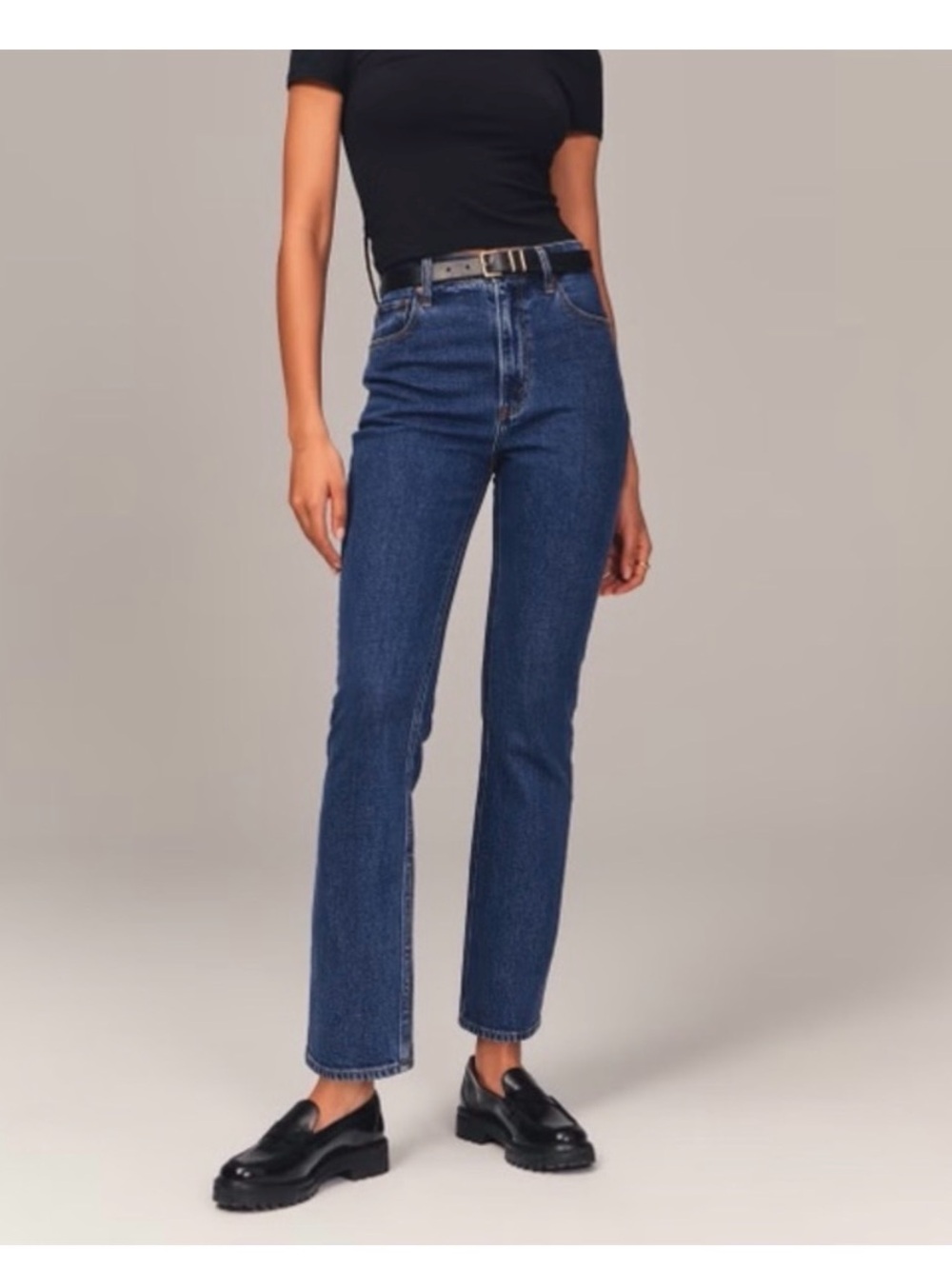 Abercrombie & Fitch ultra high Rise ankle Straight Jeans — Dark Blue 27L